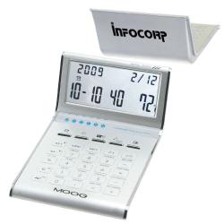 Aluminum Slim Line Calculator/Clock with Date, and Temperature