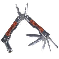 9-Function Multi-tool w/Redwood Handle and Belt Pouch