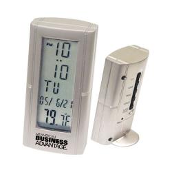 Die-Cast Metal Desk Alarm Clock with Thermometer