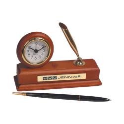 Wood Alarm Clock Desk Set with Pen