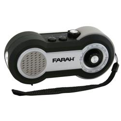 Dynamo-Powered Splashproof AM/FM Radio with LED Flashlight and Siren